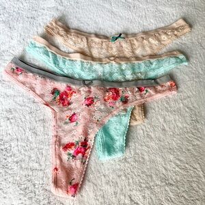 Lace Trim Thong Set